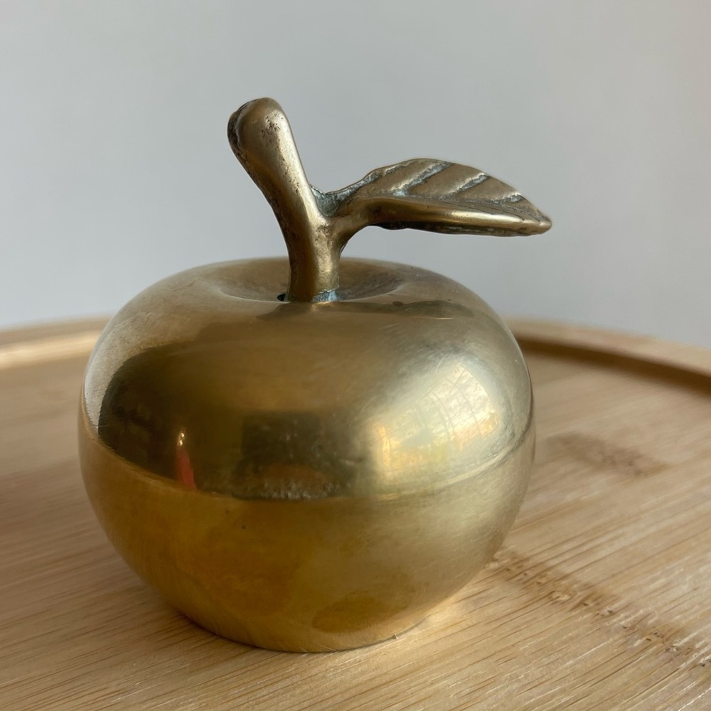 Vintage Brass Apple Paperweight Bell